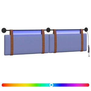 vidaXL H&auml;ngendes Kopfteil Mit LED Licht Jeans blau Antikes PU