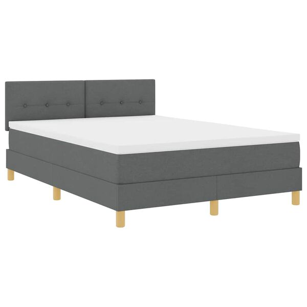 vidaXL Boxspringbett mit Matratze Dunkelgrau 160 x 200 cm Stoff