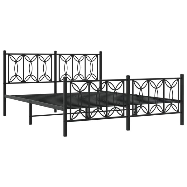 vidaXL Metallbett ohne Matratze mit Fu&szlig;teil Schwarz 160x200 cm