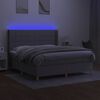vidaXL Boxspringbett mit Matratze & LED Hellgrau 160x200 cm Stoff