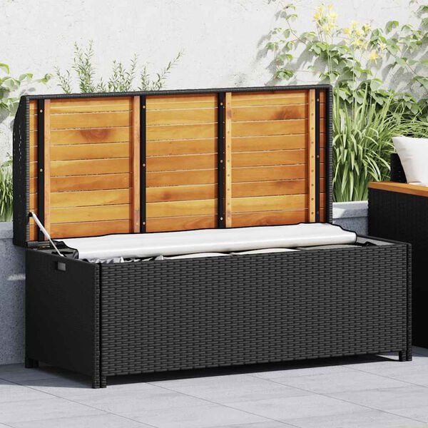 vidaXL Sitzbank mit Stauraum 120 cm Poly Rattan Schwarz