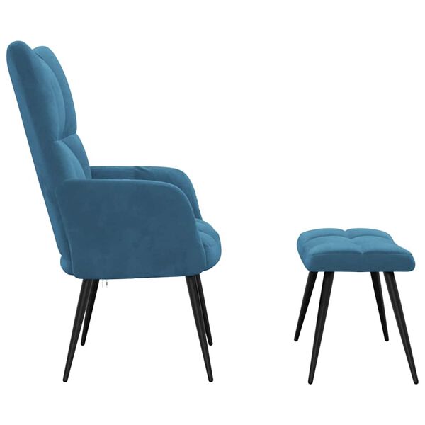 vidaXL Relaxsessel mit Hocker Blau Samt
