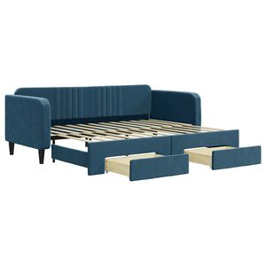 vidaXL Tagesbett Ausziehbar mit Schubladen Blau 90x200 cm Samt