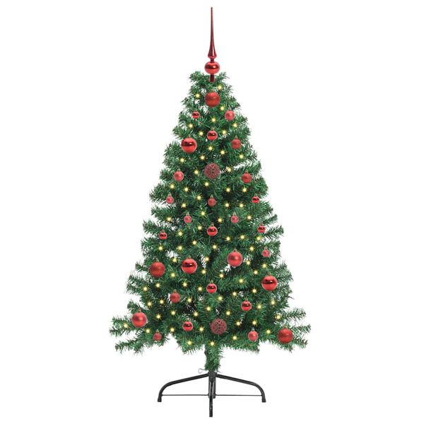 vidaXL K&uuml;nstlicher vorbeleuchteter Weihnachtsbaum Gr&uuml;n 120 cm PVC