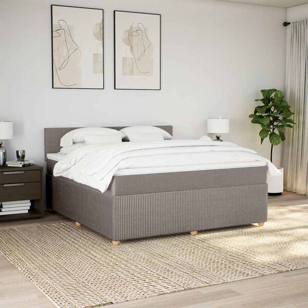 vidaXL Boxspringbett mit Matratze Taupe 180x200 cm Stoff