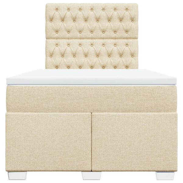 vidaXL Boxspringbett mit Matratze Creme 120x190 cm Stoff