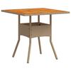 vidaXL Gartentisch Beige 80x80x75 cm Poly Rattan Akazienholz