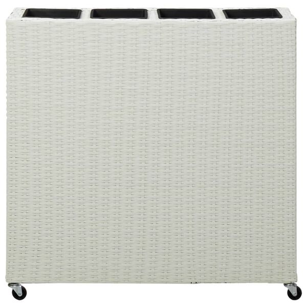 vidaXL Garten-Hochbeet mit 4 T&ouml;pfen 80x22x79 cm Poly Rattan Wei&szlig;