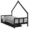 vidaXL Kinderbett mit Schubladen Schwarz 90x200 cm Massivholz Kiefer