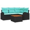vidaXL Gartensofa-set 5 stk. Schwarz und T&uuml;rkis Poly-Rattan