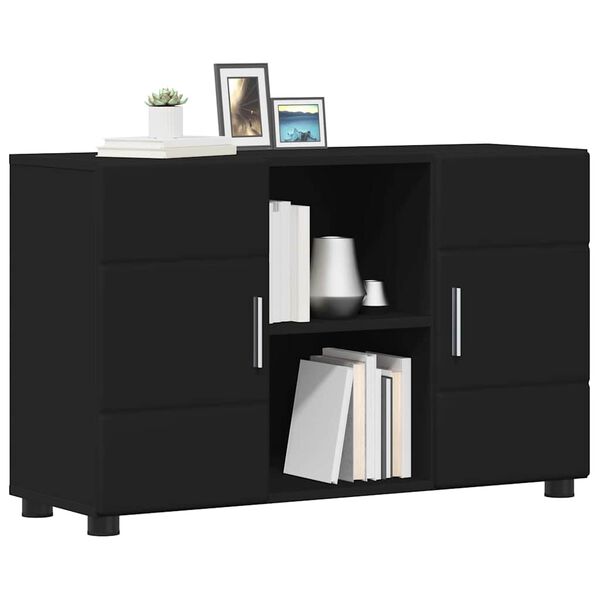 vidaXL Sideboard mit Regal Schwarz 88,5 x 30,5 x 55,5 cm Holzwerkstoff