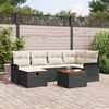 vidaXL Gartensofa-set mit Kissen 7 pcs Schwarz Poly-Rattan