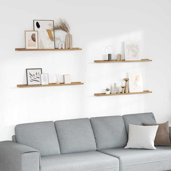 vidaXL Wandregal mit Regal 4 pcs Braun 100 x 9 x 3 cm Holzwerkstoff
