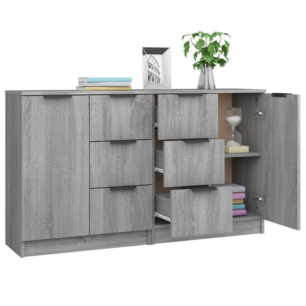 vidaXL Sideboards 2 Stk. Grau Sonoma 60x30x70 cm Holzwerkstoff
