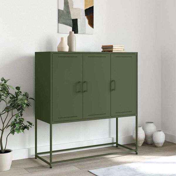 vidaXL Sideboard Olivgrün 100,5x39x107 cm Stahl