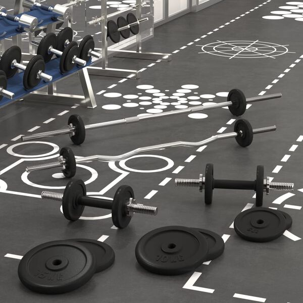 vidaXL Langhantel und Kurzhantel mit Hantelscheiben 120 kg Gusseisen