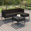 vidaXL 5-tlg. Garten-Lounge-Set mit Auflagen Poly Rattan Schwarz