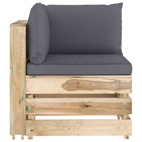 vidaXL 5-tlg. Garten-Lounge-Set mit Kissen Gr&uuml;n Impr&auml;gniertes Holz