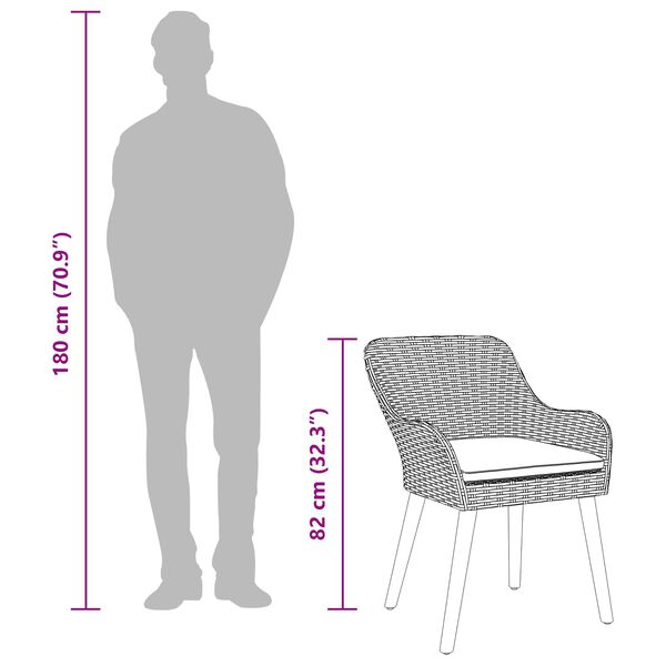 vidaXL Garten Essgruppe mit Kissen 5 pcs Grau Poly-Rattan