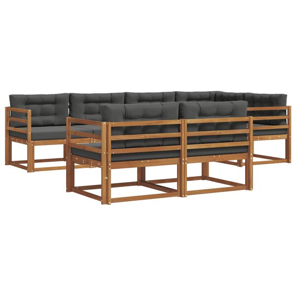 vidaXL Outdoor-Sofagarnitur mit Kissen 7 pcs Natur und Anthrazit