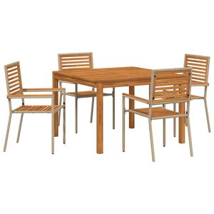 vidaXL Garten Essgruppe 5 pcs Beige Poly Rattan