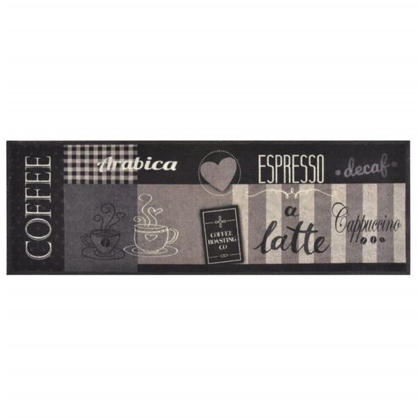 vidaXL Küchenteppich Waschbar Coffee Schwarz 60x180 cm Samt