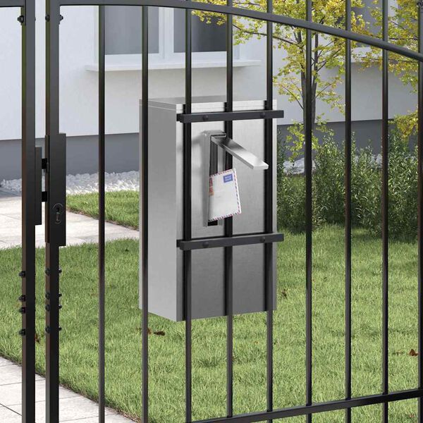 vidaXL Briefkasten mit Speicher Schwarz 30 x 20 x 55 cm Edelstahl