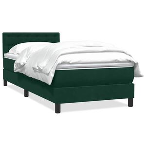 vidaXL Boxspringbett mit Matratze Dunkelgr&uuml;n 80x220 cm Samt