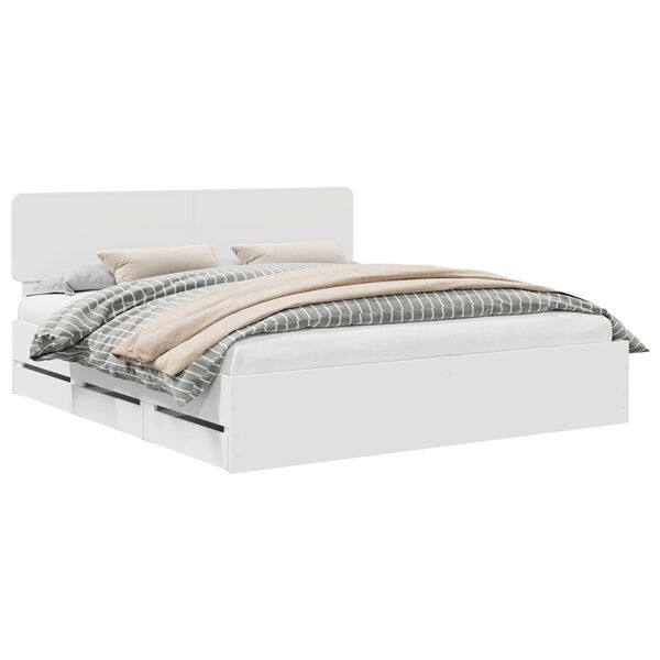 vidaXL Bettrahmen mit Schubladen Wei&szlig; 200 x 200 cm Ingenieurs Holz