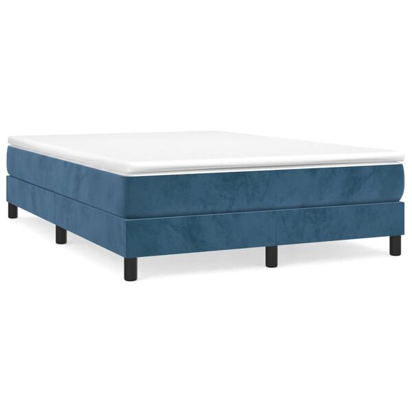 vidaXL Boxspringbett mit Matratze Dunkelblau 140x200 cm Samt