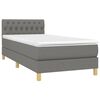vidaXL Boxspringbett mit Matratze & LED Dunkelgrau 100x200 cm Stoff