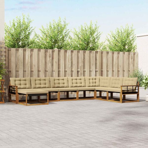 vidaXL Outdoor-Sofagarnitur 8 pcs Natur und Beige Massivholz Akazie