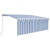 vidaXL Markise Manuell Einziehbar mit Rollo & LED 4x3 m Blau & Wei&szlig;