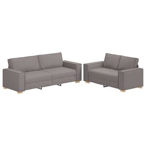 vidaXL 2-tlg. Sofagarnitur mit Kissen Taupe Stoff