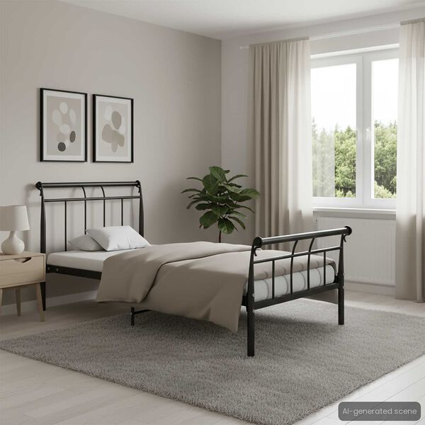 vidaXL Bettgestell Schwarz Metall 100x200 cm