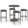 vidaXL 5-tlg. Gartenbar-Set mit Kissen Poly Rattan Grau
