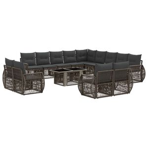 vidaXL Gartensofa-set 14 stk. Grau und Dunkelgrau Poly-Rattan