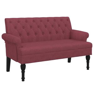 vidaXL Sitzbank mit R&uuml;ckenlehne Weinrot 120x62x75,5 cm Stoff