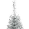vidaXL K&uuml;nstlicher vorbeleuchteter Weihnachtsbaum Silber 240 cm PET