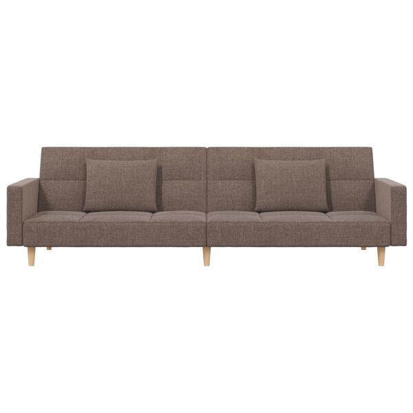 vidaXL Schlafsofa 2-Sitzer mit 2 Kissen Taupe Stoff