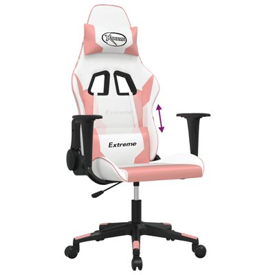 vidaXL Gaming-Stuhl mit Massagefunktion Weiß und Rosa Kunstleder