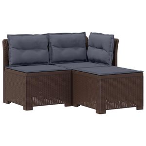 vidaXL 3-Sitzer Garten Sofa mit Kissen Rattan-Look PP Braun