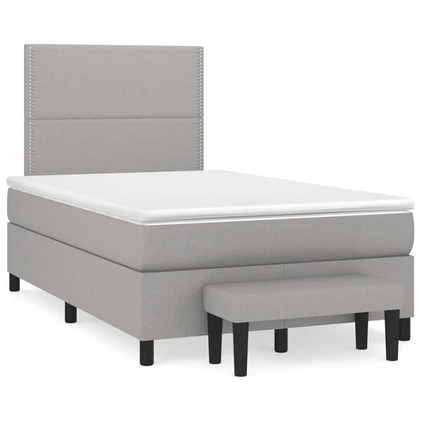 vidaXL Boxspringbett mit Matratze Hellgrau 120x200 cm Stoff