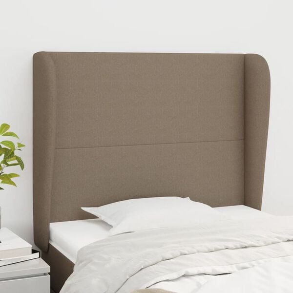 vidaXL Kopfteil mit Ohren Taupe 93x23x118/128 cm Stoff