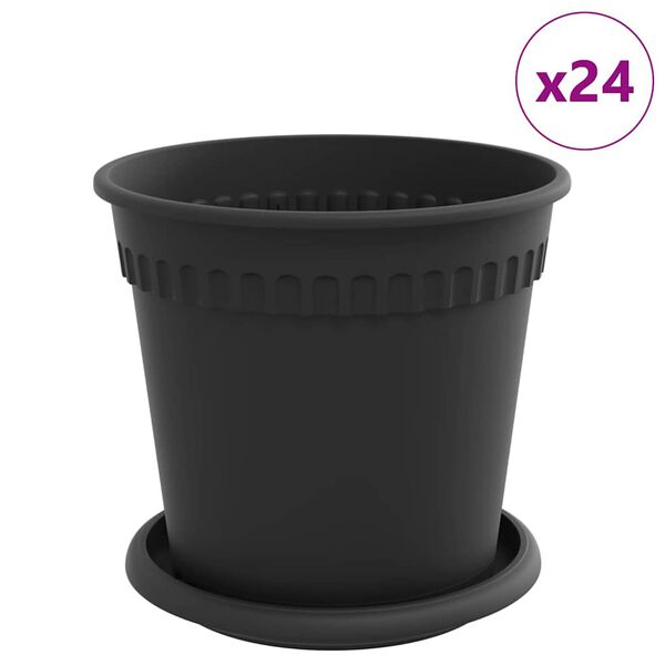 vidaXL Blument&ouml;pfe 24 pcs Schwarz &Oslash; 17 x 14 cm Kunststoff