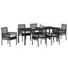 vidaXL Garten Essgruppe mit Kissen 7 pcs Schwarz Poly-Rattan