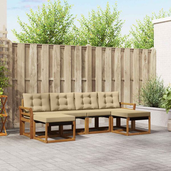 vidaXL Outdoor-Sofagarnitur mit Kissen 6 pcs Natur und Beige