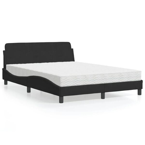 vidaXL Bett mit Matratze "Dover" Schwarz 120x200 cm Samt