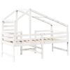 vidaXL Hochbett mit Leiter und Dach Wei&szlig; 90x190 cm Massivholz Kiefer