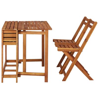vidaXL Gartentisch mit Hochbeet und 2 Stühlen Massivholz Akazie